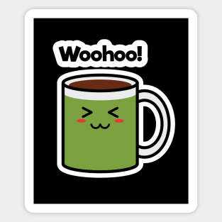 Woohoo! | Coffee | Charging | Low Battery | Cute Kawaii | Black Magnet